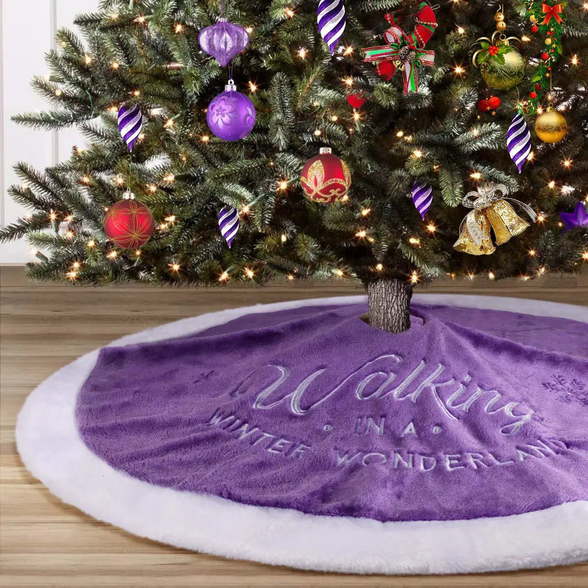 Lovemi - Christmas Tree Purple Coral Velvet Embroidered