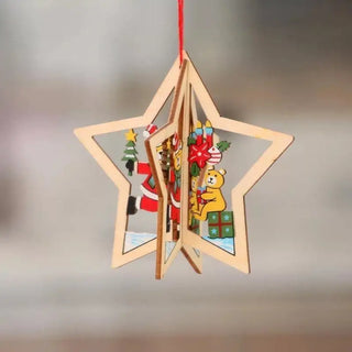 LOVEMI - Christmas tree small pendant wooden five-pointed star bell