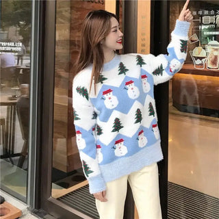 LOVEMI - Christmas tree snowman pullover sweater