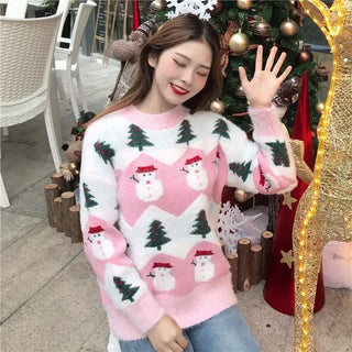 LOVEMI - Christmas tree snowman pullover sweater