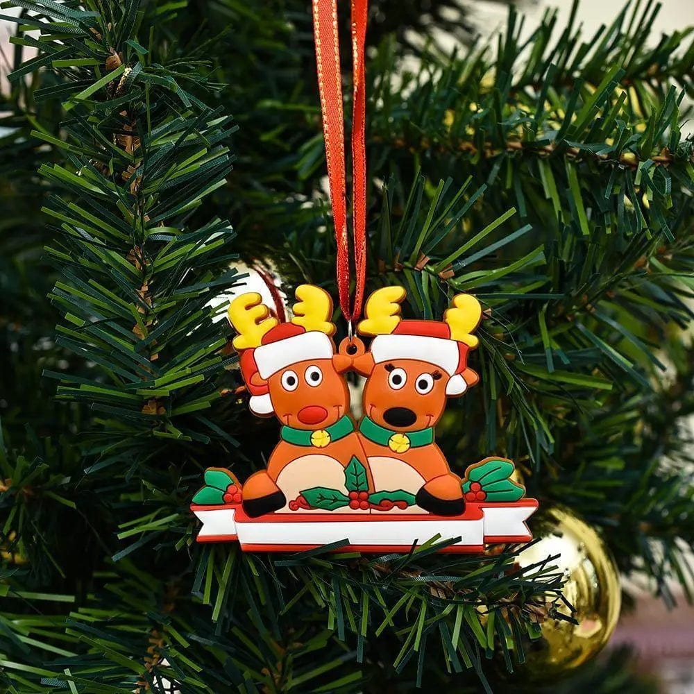 LOVEMI Christmas Two deer head PVC Lovemi -  Name Blessings PVC Elk Christmas Tree Hanging Pendant