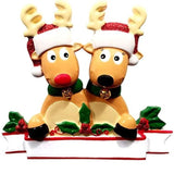 LOVEMI Christmas Two deer head resin Lovemi -  Name Blessings PVC Elk Christmas Tree Hanging Pendant