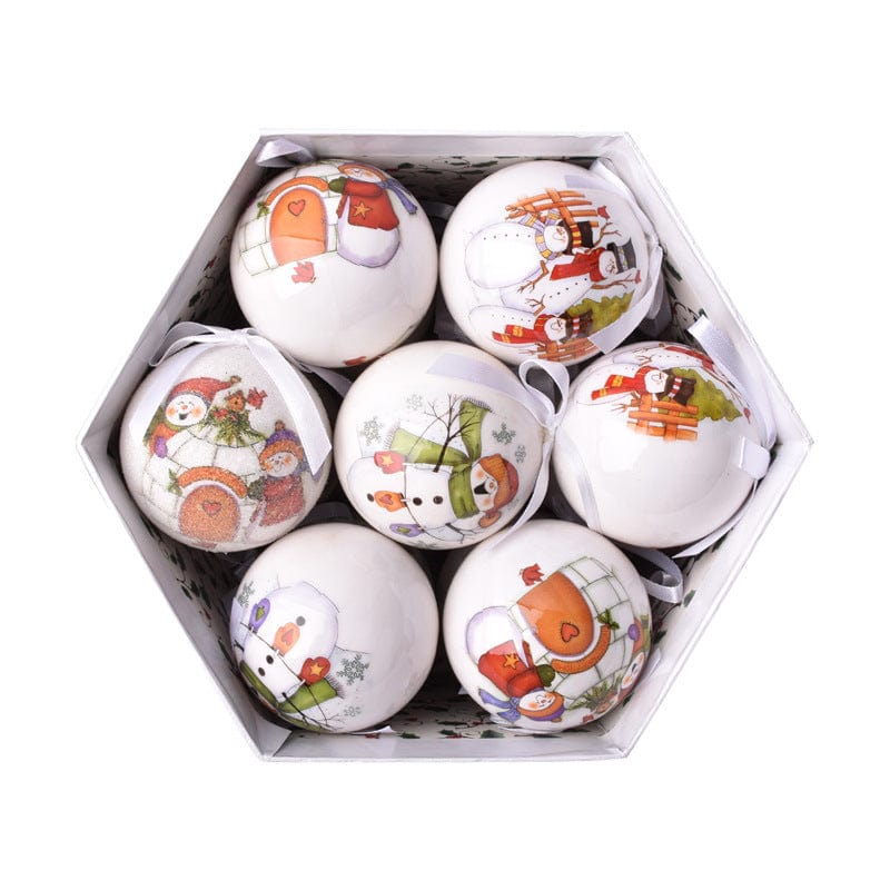 LOVEMI  Christmas White snowman Lovemi -  Christmas Decoration Memory Ball Pendant 14 Pcs