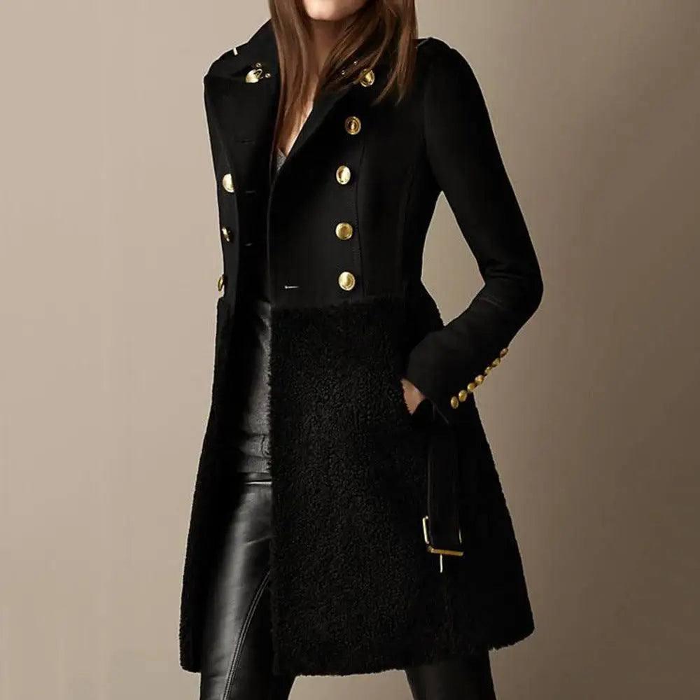 Classic Double-Breasted Black Coat-1