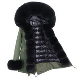 Coat Fur With Detachable Inner Liner Placket-Greenblackblack-9