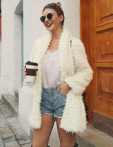 LOVEMI  Coats Beige / 3XL Lovemi -  Mid-length faux fur fur long-sleeved jacket