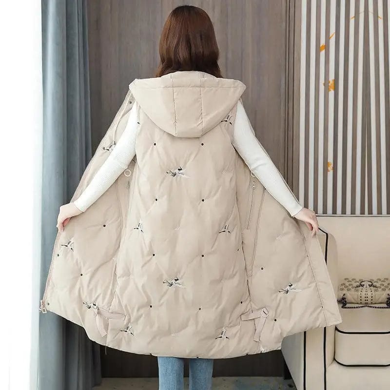 LOVEMI Coats Beige / 4XL Lovemi -  Ladies embroidered down cotton warm vest