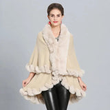 LOVEMI Coats Beige / 60to80cm Lovemi -  Loose Fox Fur Collar Double-layer Knitted Shawl Cloak Coat