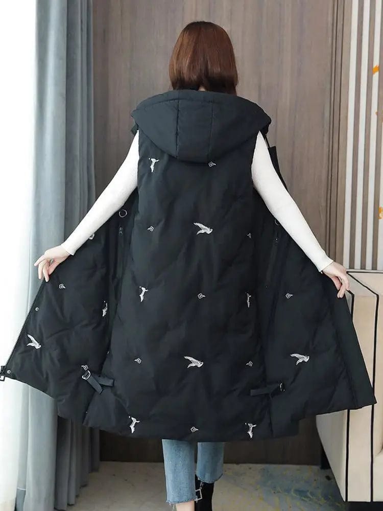 LOVEMI Coats Black / 2XL Lovemi -  Ladies embroidered down cotton warm vest