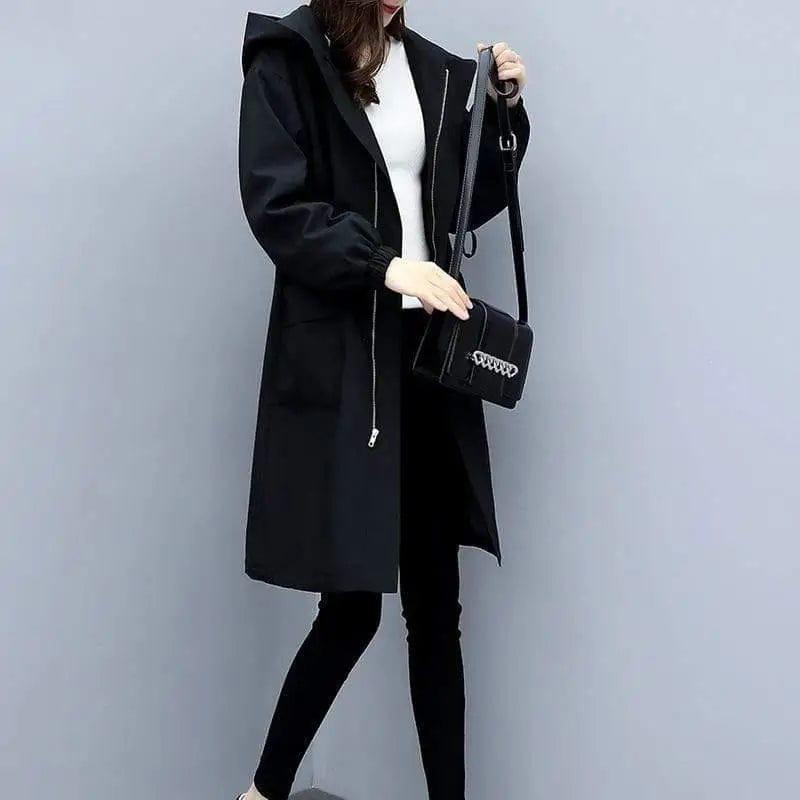 LOVEMI Coats Black / 3XL Lovemi -  Hooded waist and velvet trench coat