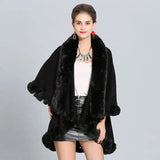 LOVEMI Coats Black / 60to80cm Lovemi -  Loose Fox Fur Collar Double-layer Knitted Shawl Cloak Coat