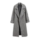 LOVEMI Coats Black and white / 2XL Lovemi -  Korean Style Mid-length Over-the-knee Ladies Plaid Woolen