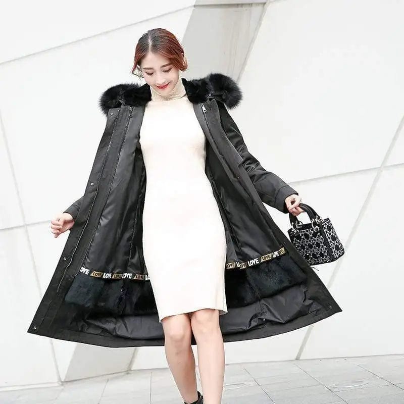 LOVEMI Coats Black / L Lovemi -  Medium length heavy and slim detachable fur coat