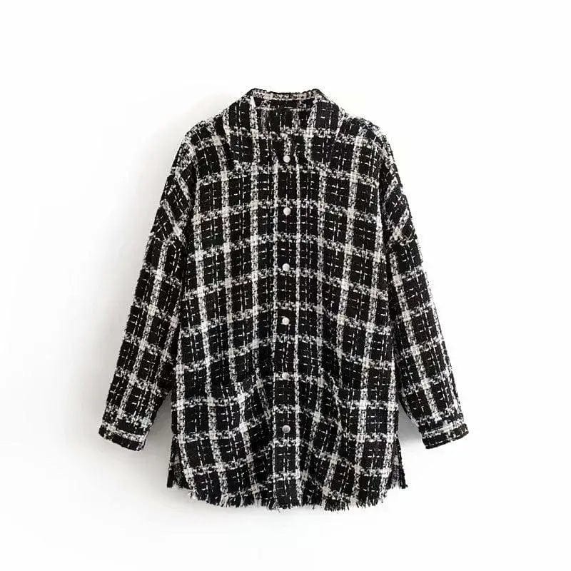 LOVEMI  Coats Black / L Lovemi -  Plaid tweed coat