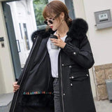 LOVEMI Coats Black / M Lovemi -  Winter style overcomes short fox hair long sleeve