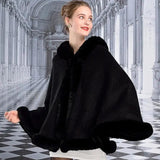 LOVEMI Coats Black / One size Lovemi -  Hooded Cloak Imitation Rex Rabbit Fur Fashion Shawl