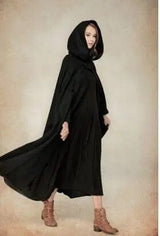 LOVEMI  Coats Black / S Lovemi -  Four-color hooded tie shawl