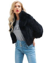 LOVEMI Coats Black / S Lovemi -  Lapel fox fur grass short coat faux fur long hair coat