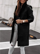 LOVEMI  Coats Black / S Lovemi -  Simple Long Sleeve Button Nizi Coat