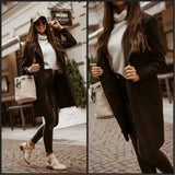 LOVEMI Coats Black / S Lovemi -  Solid Color Lapel Mid-length Button Woolen Coat Jacket