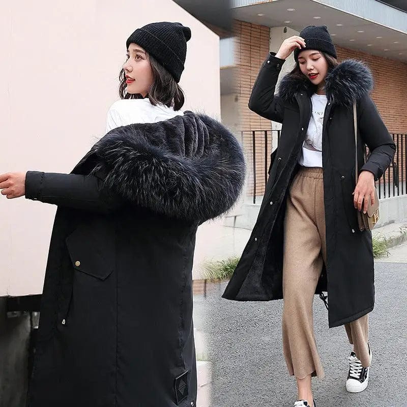 LOVEMI  Coats Black / XL Lovemi -  Large fur collar down padded jacket