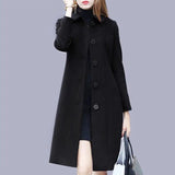 LOVEMI  Coats Black / XL Lovemi -  Mid-length Hepburn Style Slim Slim Woolen Coat