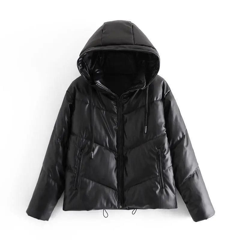 LOVEMI Coats Black / XS Lovemi -  Faux Leather Cotton Jacket Women's Cotton Jacket