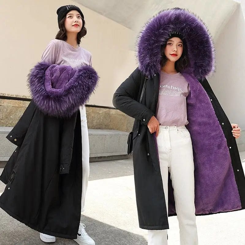 LOVEMI  Coats BlackPurple / M Lovemi -  Large fur collar down padded jacket