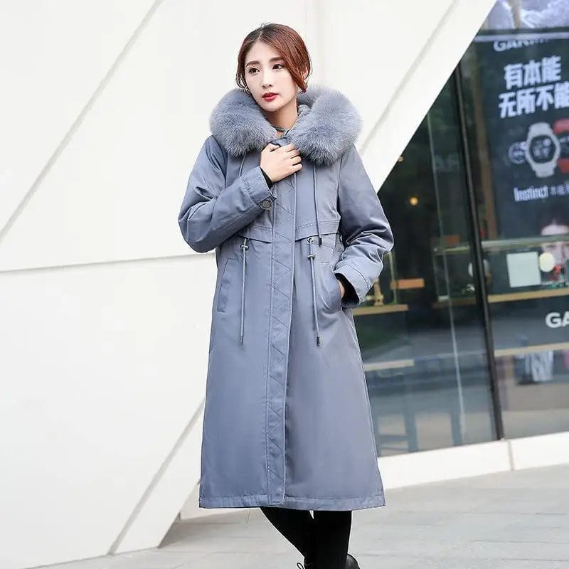 LOVEMI Coats Blue / M Lovemi -  Medium length heavy and slim detachable fur coat