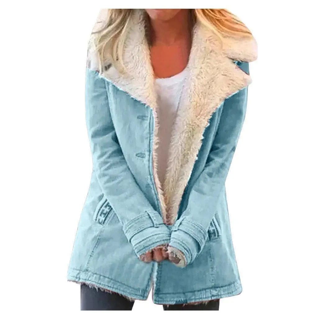 LOVEMI Coats Blue / M Lovemi -  Women Plus Size Warm Coats Composite Plush Button Lapels