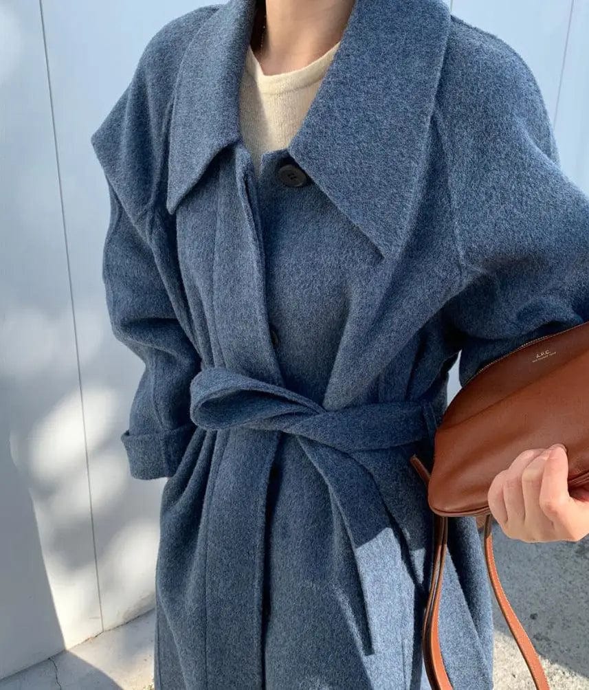 LOVEMI  Coats Blue / One size Lovemi -  Ladies mid-length woolen coat