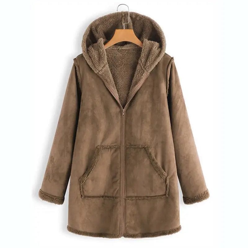 LOVEMI  Coats Brown / M Lovemi -  Winter Pocket Warm Plush Hooded Coat