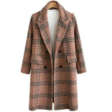 LOVEMI  Coats Camel / L Lovemi -  Plus Size Women's Plaid Long Sleeve Lapel Coat
