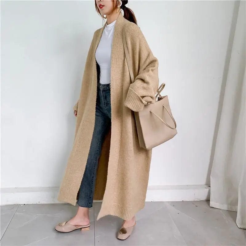 LOVEMI Coats Camel / One size Lovemi -  Solid color thick thread knitted jacket