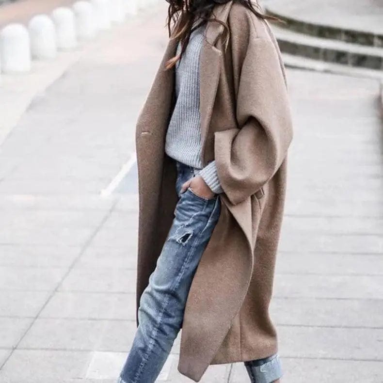LOVEMI  Coats Camel / S Lovemi -  Fashion Long Solid Color Lapel Coat Warm Coat