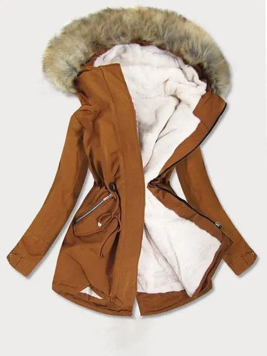 LOVEMI Coats Caramel / L Lovemi -  Women's Plus Fleece Slim-fit Hooded Cotton Jacket
