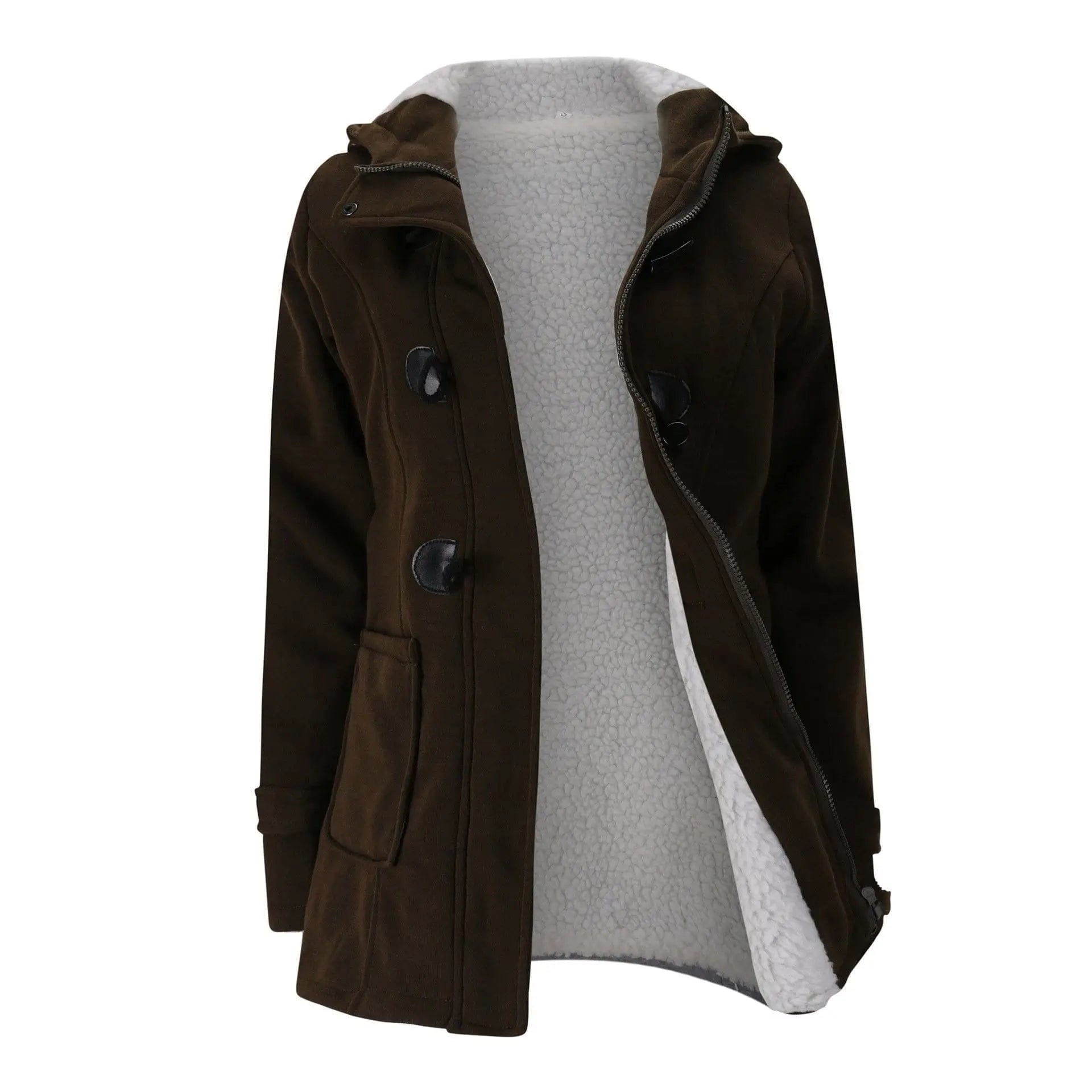 LOVEMI Coats Coffee Grooming / 5XL Lovemi -  Horn leather buckle jacket