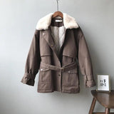 LOVEMI Coats Coffee / M Lovemi -  Women's mink fleece collar cotton jacket