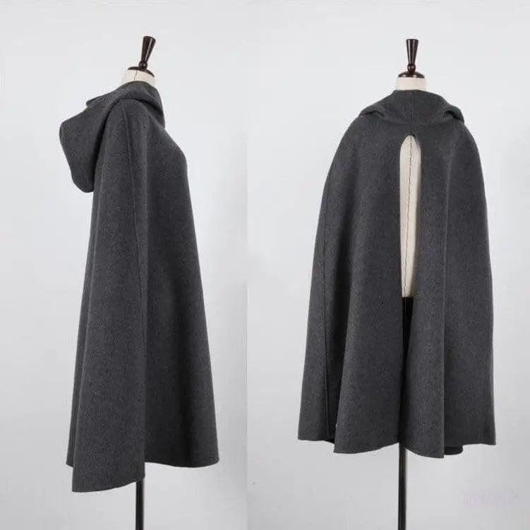LOVEMI  Coats Dark Grey / 2XL Lovemi -  Hooded woolen cloak windbreaker jacket