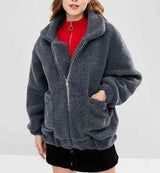 LOVEMI Coats Dark grey / 2XL Lovemi -  Lamb zipper coat