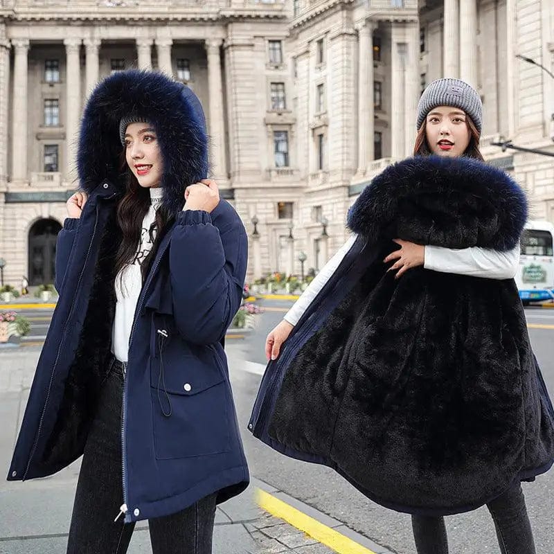 LOVEMI  Coats Darkblue / M Lovemi -  Korean women's cotton coat