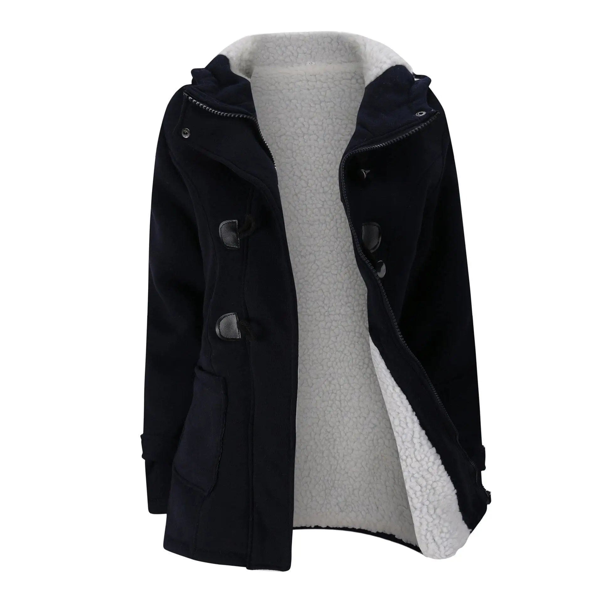 LOVEMI Coats Deep blue furring / XL Lovemi -  Horn leather buckle jacket
