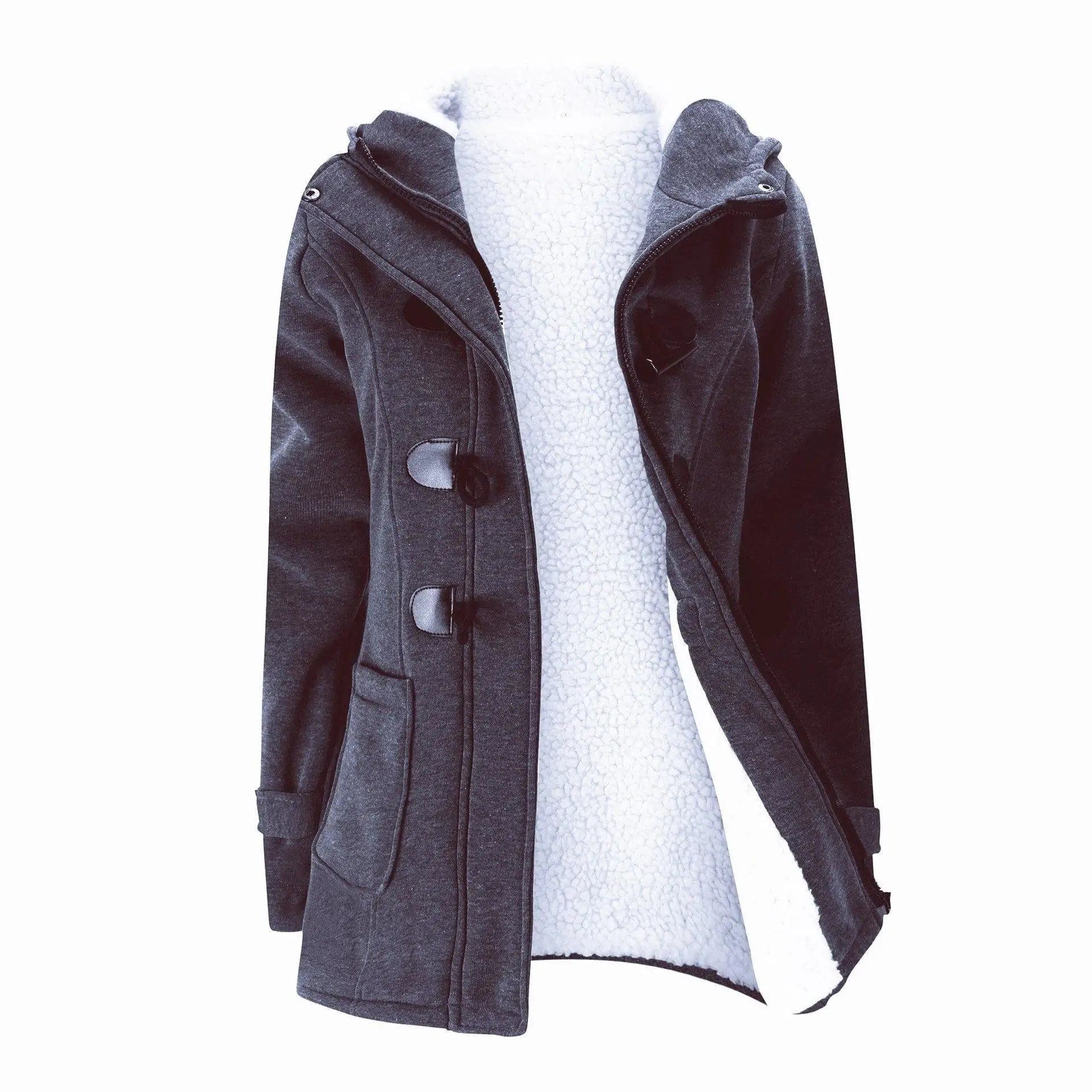 LOVEMI Coats Deep gray furring / 5XL Lovemi -  Horn leather buckle jacket