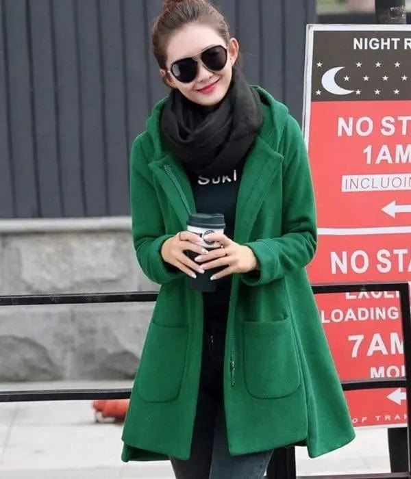 LOVEMI  Coats Green / 2XL Lovemi -  Plush hooded sanitary women loose
