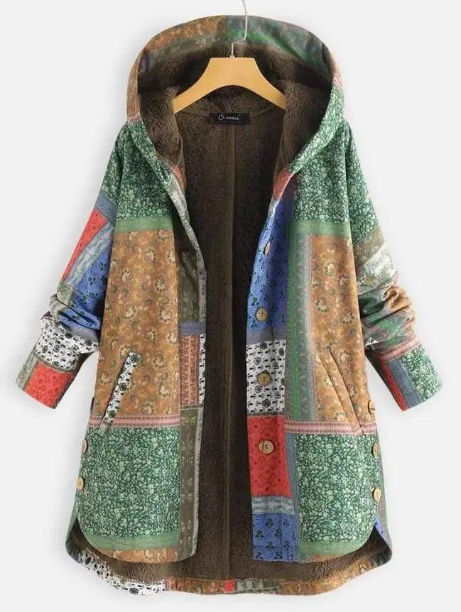 LOVEMI - Retro style plus fleece hooded jacket