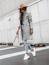 LOVEMI  Coats Grey / S Lovemi -  Simple Long Sleeve Button Nizi Coat