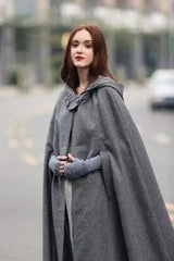 LOVEMI  Coats Grey / XL Lovemi -  Four-color hooded tie shawl