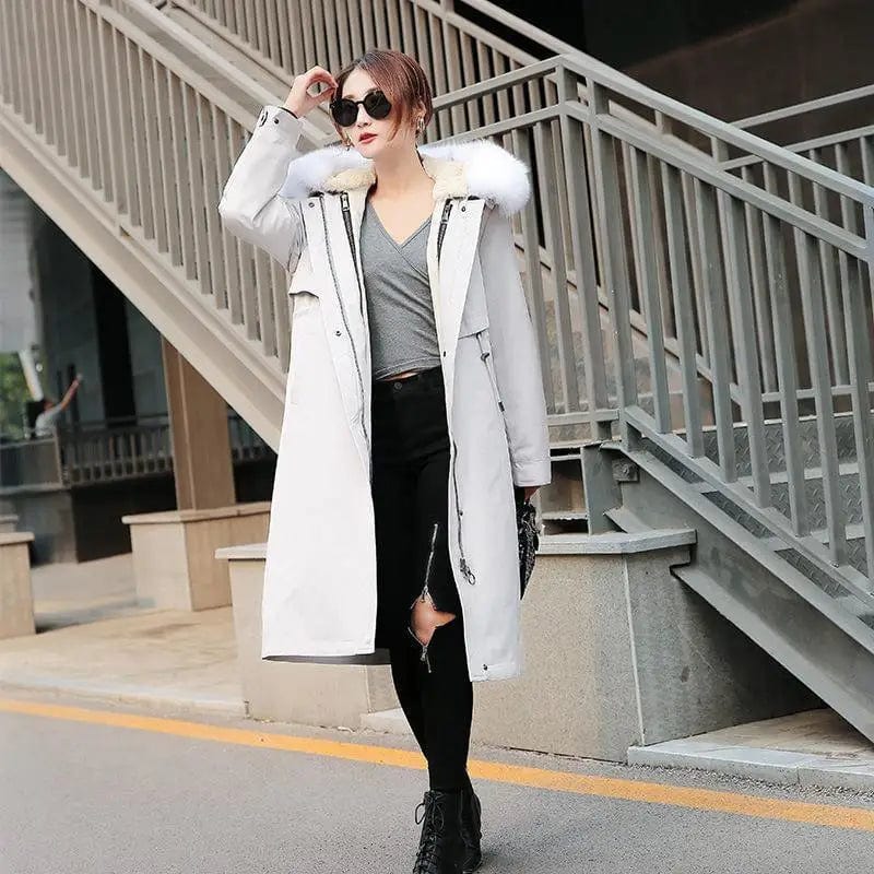 LOVEMI Coats Grey / XL Lovemi -  Medium length heavy and slim detachable fur coat