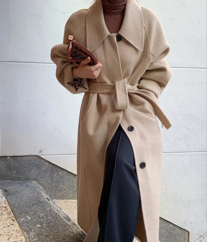 LOVEMI  Coats Khaki / One size Lovemi -  Ladies mid-length woolen coat