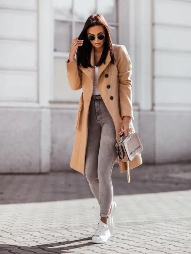 LOVEMI  Coats Khaki / S Lovemi -  Solid Color Lace-Up Woolen Women Mid-Length Coat